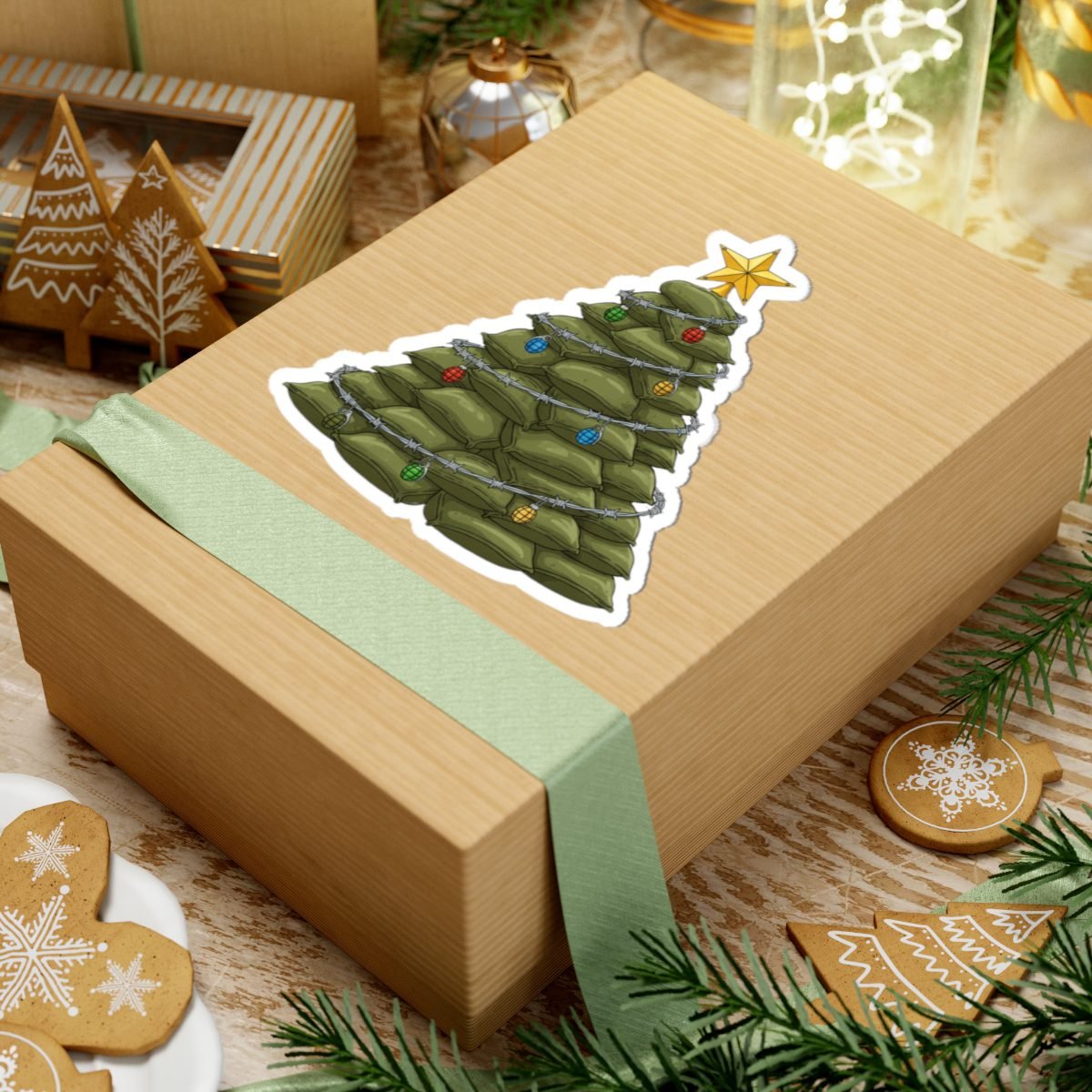 tactical christmas tree sticker military sandbag art