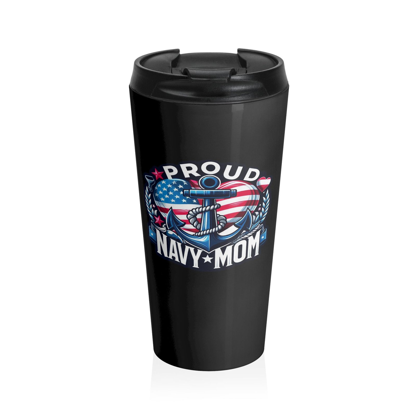 proud navy mom stainless steel travel mug
