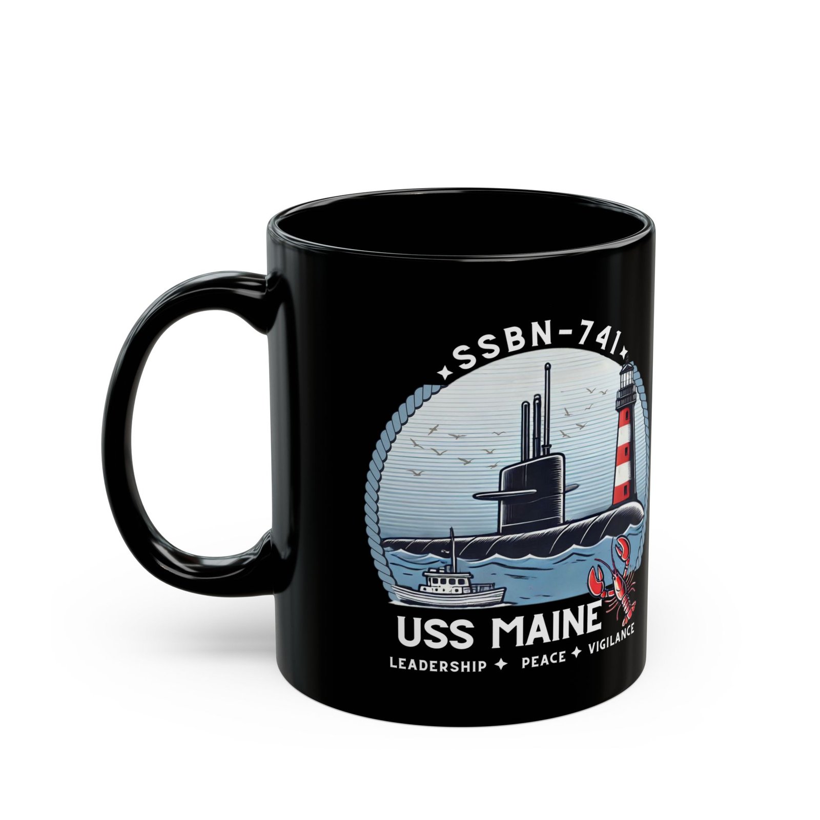 submarine uss maine ssbn 741 coffee mug, navy ship mug, military gift, patriotic cup, nautical decor, tea cup with submarine design