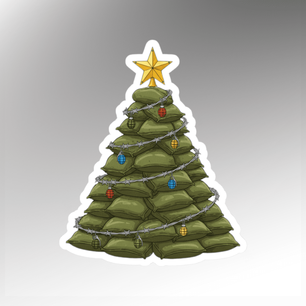 tactical christmas tree sticker military sandbag art