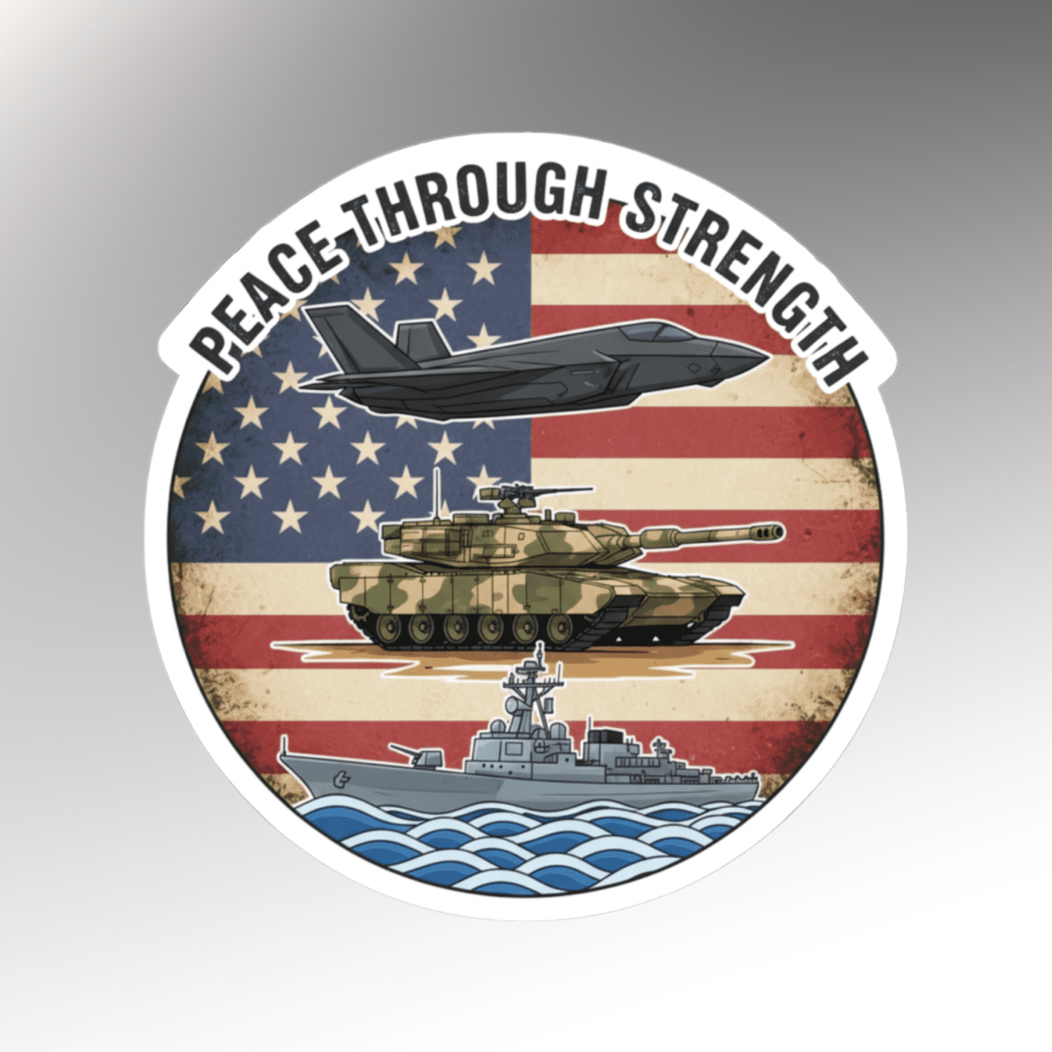 peace through strength military sticker