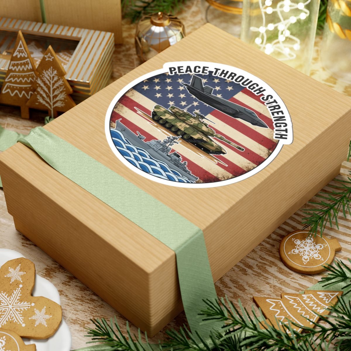 peace through strength military sticker