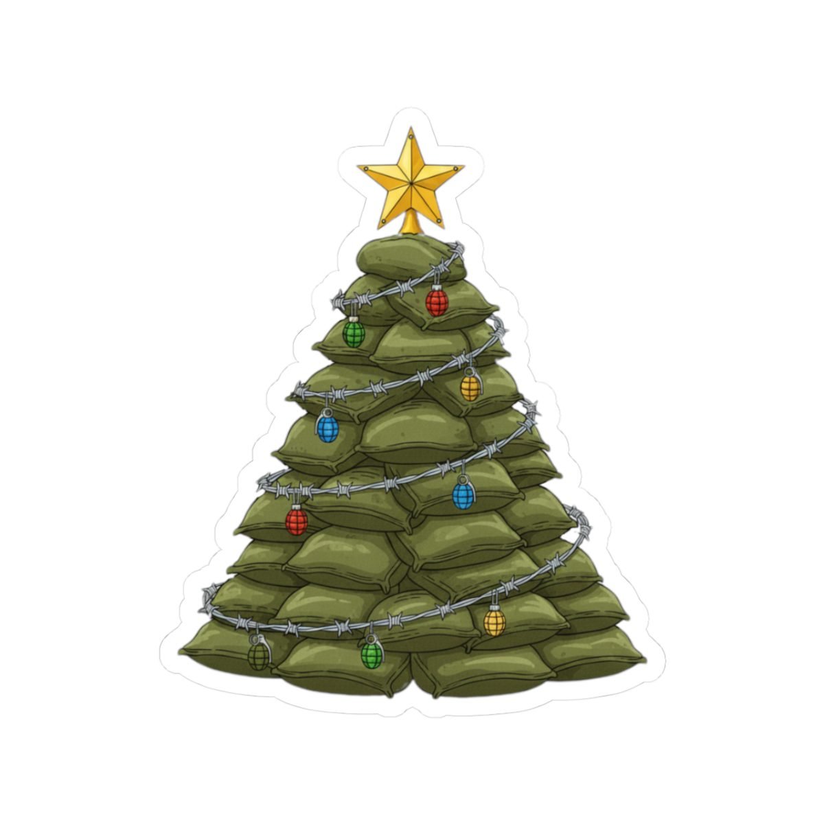 tactical christmas tree sticker military sandbag art