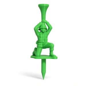 Army man golf tee 5-pack novelty tee with green toy soldier on white background