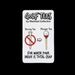 Same Warhead Collective plunger golf tee card on a black background
