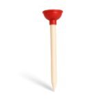 Plunger golf tee 5-pack novelty tee with red plunger top on white background